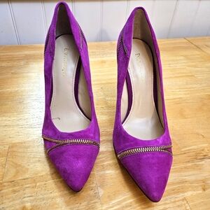 Enzo Angiolini Pointed Toe, Fuchsia Suede, Stiletto Pumps, zipper  womens 10